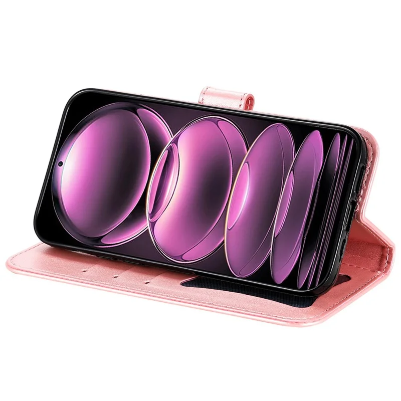 For Xiaomi Redmi Note 12 Pro 5G  / Note 12 Pro Speed 5G / Poco X5 Pro 5G PU Leather Magnetic Closure Flower Imprinted Case Stand Feature Wallet Full Body Protective Phone Cover Shell with Strap - Pink