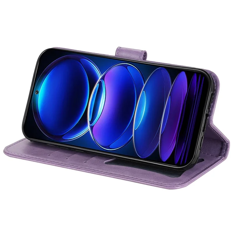Para Xiaomi Redmi Note 12 5G (Global) / (Índia) / (China) / Poco X5 5G Capa de Couro Flip Estilo Carteira com Estampa de Flor, Protetora de Telefone com Alça - Roxa