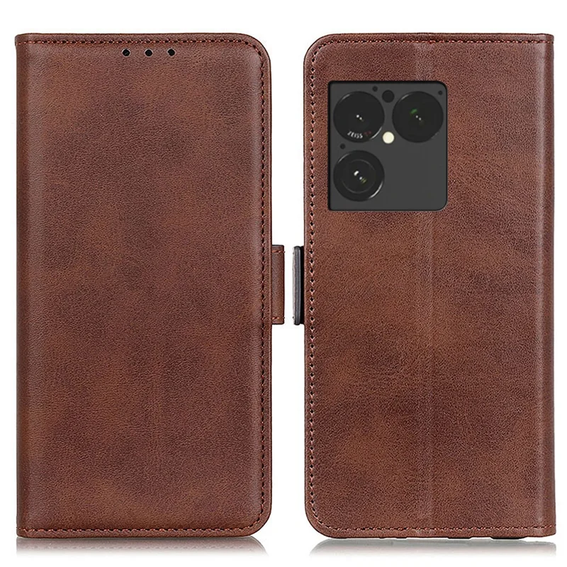 For Sony Xperia 1 VIII Case Stand Cowhide Texture PU Leather Phone Cover - Brown