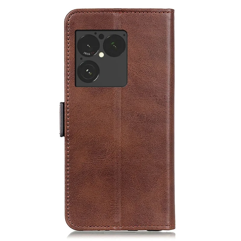 For Sony Xperia 1 VIII Case Stand Cowhide Texture PU Leather Phone Cover - Brown