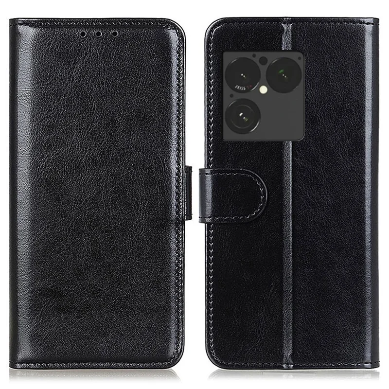 For Sony Xperia 1 VIII Case Crazy Horse Texture PU Leather Phone Stand Cover - Black