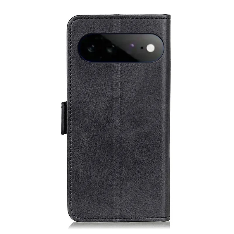 For Google Pixel 11 Pro XL Case Stand Cowhide Texture PU Leather Phone Cover - Black