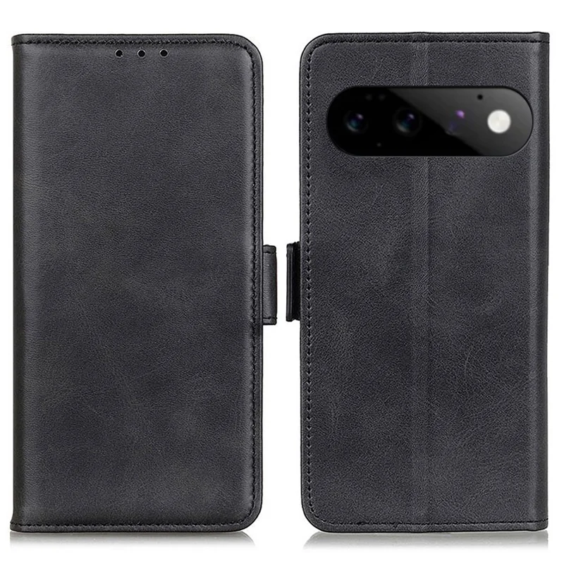 For Google Pixel 11  /  Pixel 11 Pro Case Stand Cowhide Texture PU Leather Phone Cover - Black
