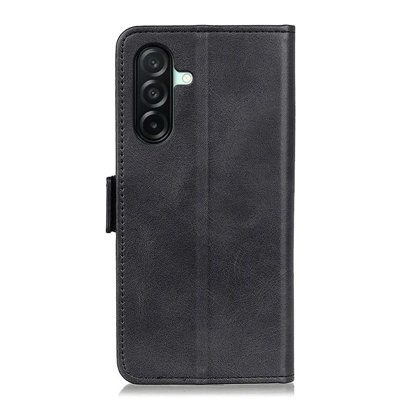 For Samsung Galaxy A27 Case Stand Cowhide Texture PU Leather Phone Cover - Black