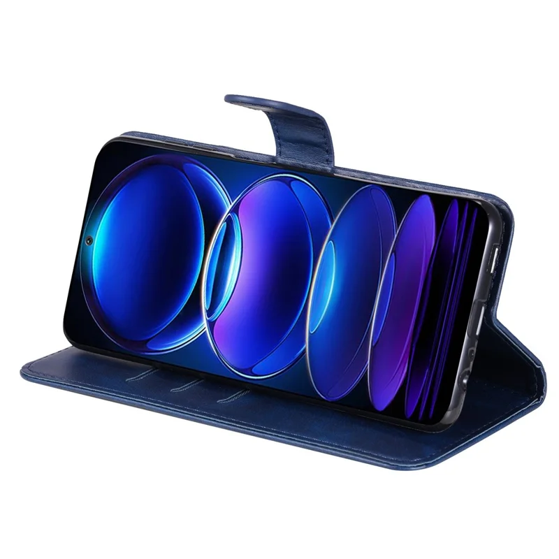Kalbstextur-Handyhülle für Xiaomi Redmi Note 12 5G (Global) / (Indien) / (China) / Poco X5 5G Buchart PU-Leder Reißverschlusstasche Flip-Brieftasche mit Ständer - Blau