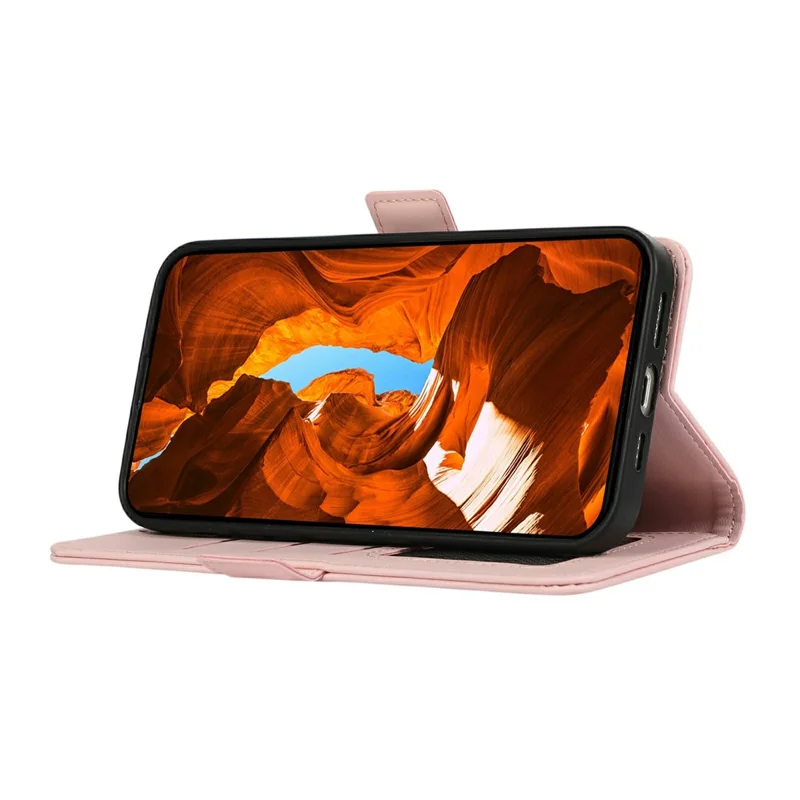 ABEEL Чехол для Google Pixel 11 Pro XL Кожаный чехол с RFID блокировкой и бумажником - Розовый