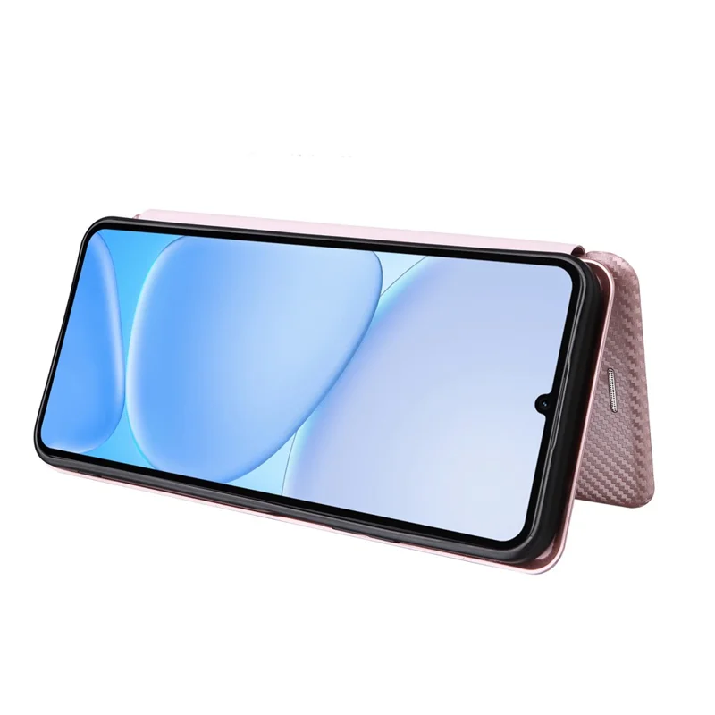 For Realme Note 80 4G Phone Case Carbon Fiber Texture Drop-Proof PU Leather Phone Cover - Rose Gold