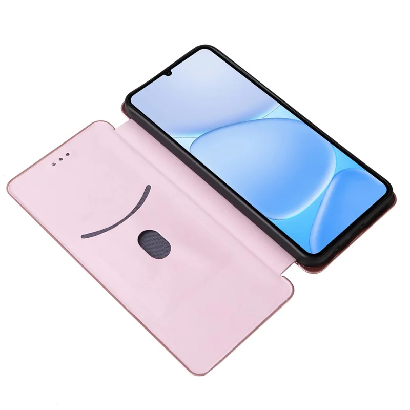 For Realme Note 80 4G Phone Case Carbon Fiber Texture Drop-Proof PU Leather Phone Cover - Rose Gold