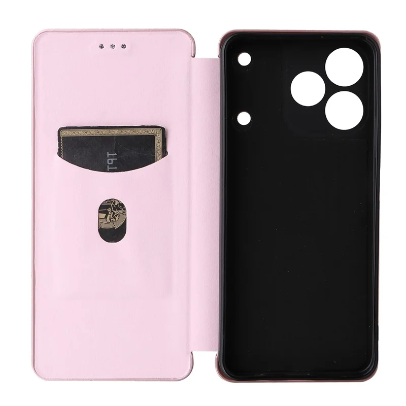 For Realme Note 80 4G Phone Case Carbon Fiber Texture Drop-Proof PU Leather Phone Cover - Rose Gold
