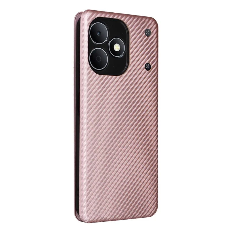 For Realme Note 80 4G Phone Case Carbon Fiber Texture Drop-Proof PU Leather Phone Cover - Rose Gold