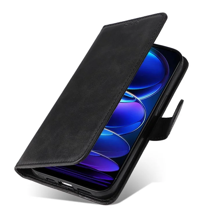 Para Xiaomi Redmi Note 12 5G (Global) / (Índia) / (China) / Poco X5 5G Capa de Telefone Flip Wallet Stand com Alça - Preto