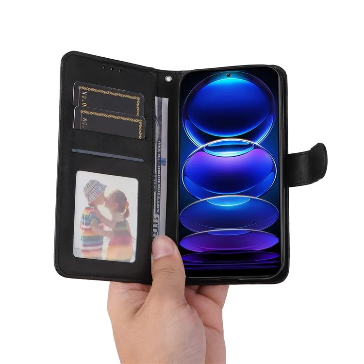 Para Xiaomi Redmi Note 12 5G (Global) / (Índia) / (China) / Poco X5 5G Capa de Telefone Flip Wallet Stand com Alça - Preto