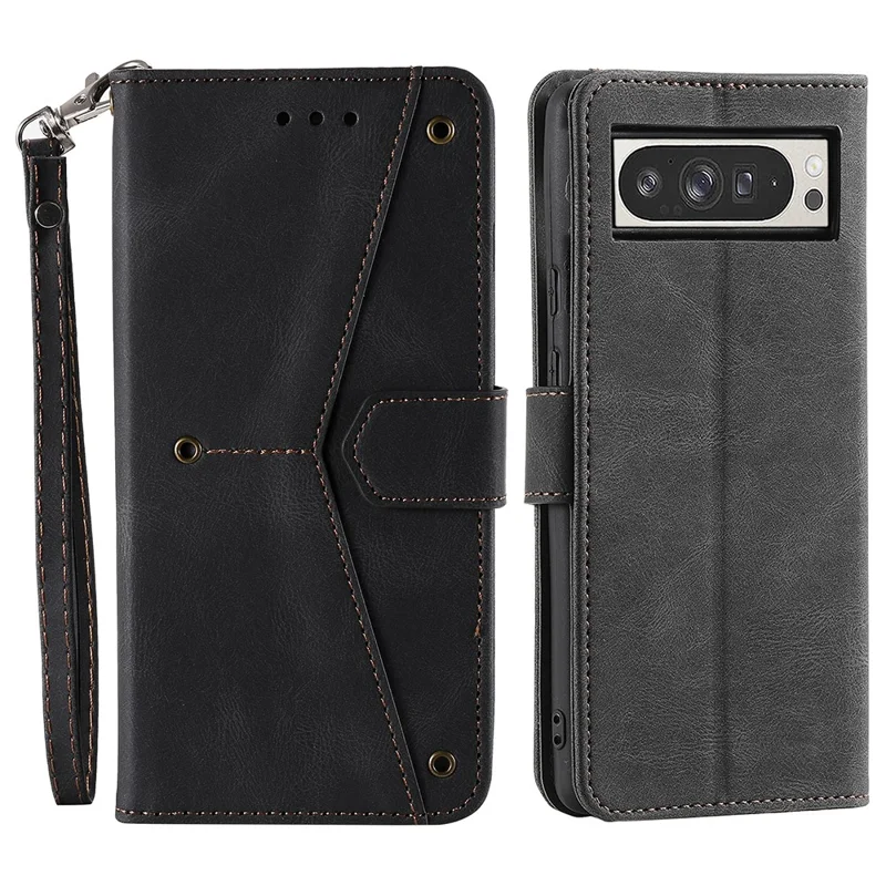 Étui en cuir pour Google Pixel 11 Pro XL, étui portefeuille avec poignée et couture, noir