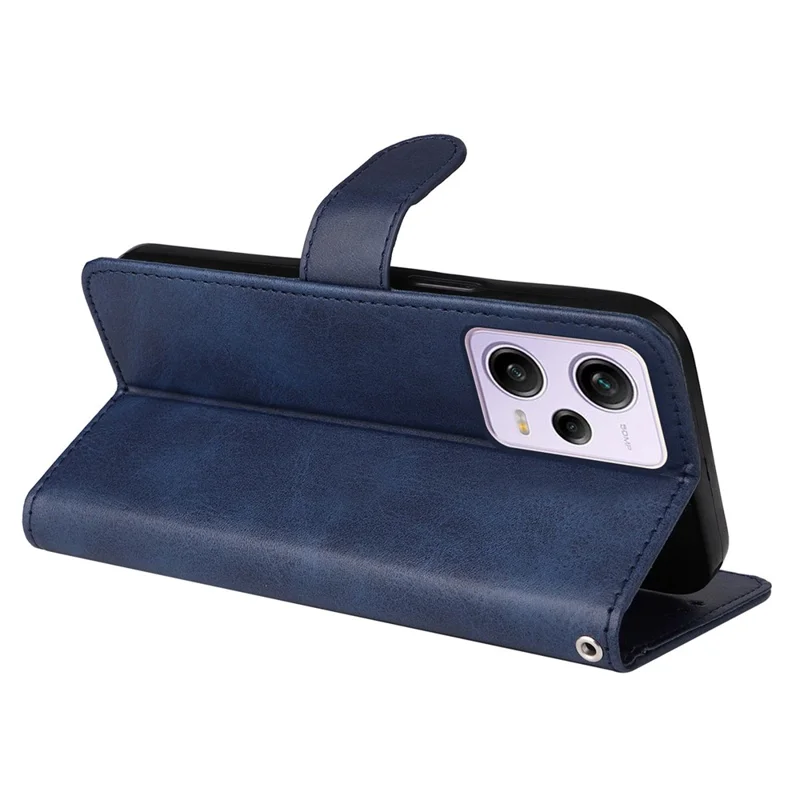 For Xiaomi Redmi Note 12 Pro 5G  / Note 12 Pro Speed 5G / Poco X5 Pro 5G Calf Texture PU Leather Case Stand Wallet Phone Protective Cover with Strap - Blue