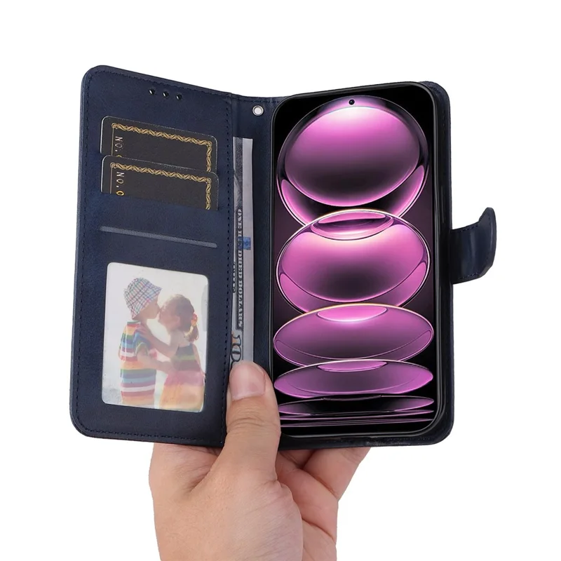 For Xiaomi Redmi Note 12 Pro 5G  / Note 12 Pro Speed 5G / Poco X5 Pro 5G Calf Texture PU Leather Case Stand Wallet Phone Protective Cover with Strap - Blue