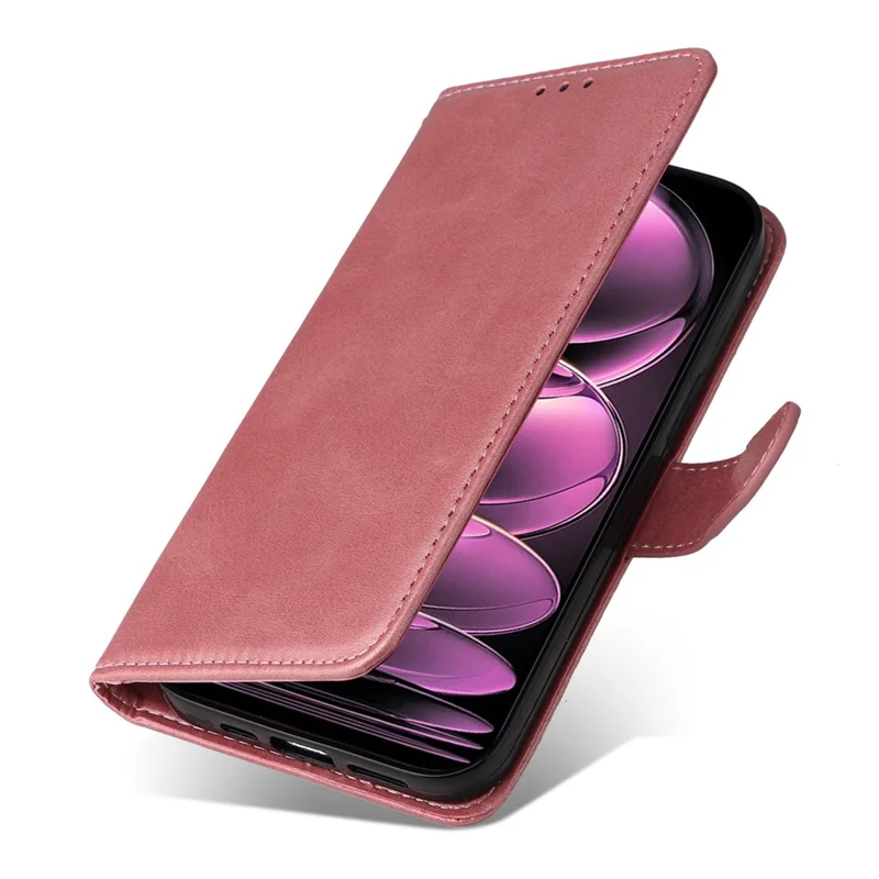 For Xiaomi Redmi Note 12 Pro 5G  / Note 12 Pro Speed 5G / Poco X5 Pro 5G Calf Texture PU Leather Case Stand Wallet Phone Protective Cover with Strap - Rose Gold