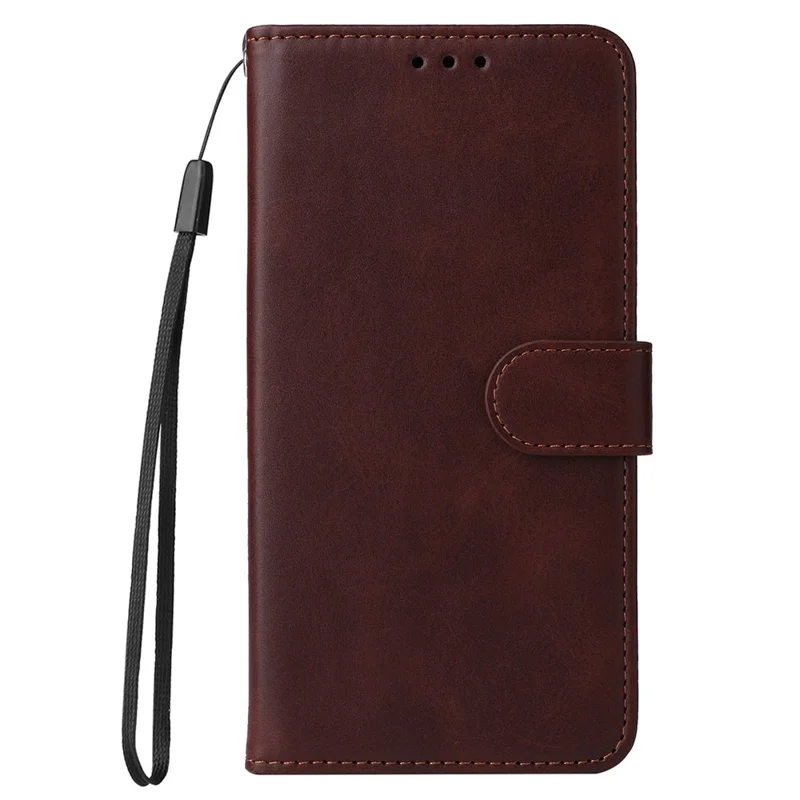 Pour Xiaomi Redmi Note 12 Pro 5G / Note 12 Pro Speed 5G / Poco X5 Pro 5G Calf Texture PU Leather Case Stand Wallet Phone Protective Cover avec Sangle - Brun