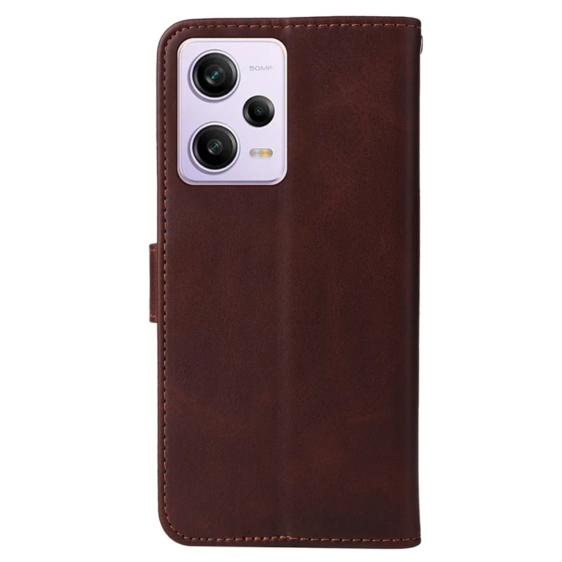 Pour Xiaomi Redmi Note 12 Pro 5G / Note 12 Pro Speed 5G / Poco X5 Pro 5G Calf Texture PU Leather Case Stand Wallet Phone Protective Cover avec Sangle - Brun