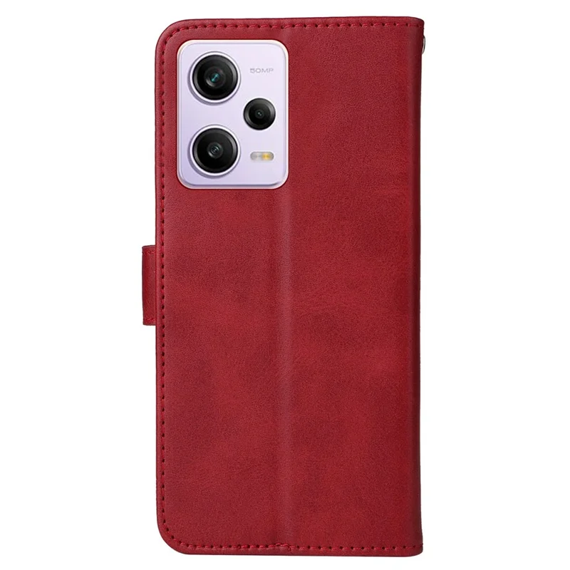 For Xiaomi Redmi Note 12 Pro 5G  / Note 12 Pro Speed 5G / Poco X5 Pro 5G Calf Texture PU Leather Case Stand Wallet Phone Protective Cover with Strap - Red