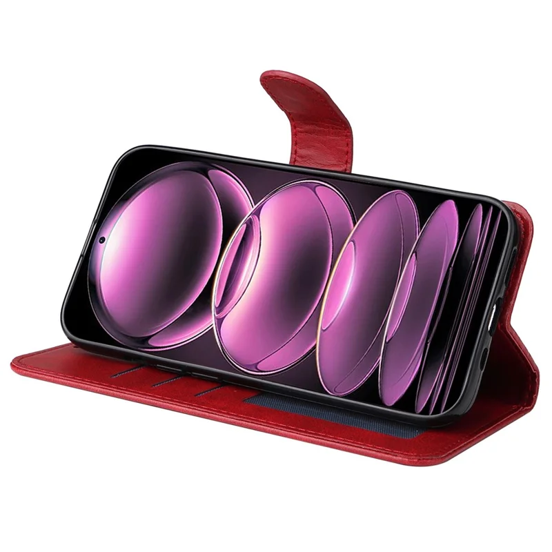 For Xiaomi Redmi Note 12 Pro 5G  / Note 12 Pro Speed 5G / Poco X5 Pro 5G Calf Texture PU Leather Case Stand Wallet Phone Protective Cover with Strap - Red