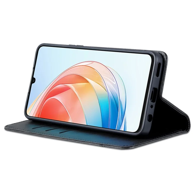 Azns PU Кожаный Телефон Или Честь Играет 40 Плюс 5G Texture Texture Texture Cover Magnetic Закрытие Фольпируемого Кошелька. - Черный