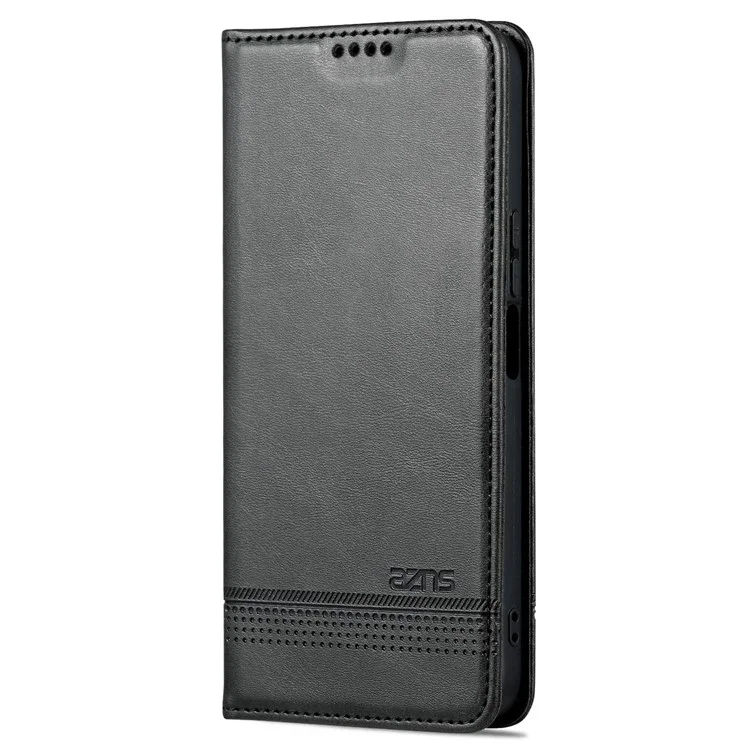 Azns PU Кожаный Телефон Или Честь Играет 40 Плюс 5G Texture Texture Texture Cover Magnetic Закрытие Фольпируемого Кошелька. - Черный