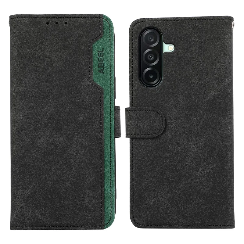 ABEEL til Samsung Galaxy A27 Taske Farvesplitret Læder Flip Telefonbeskyttelse med RFID-blokerering - Sort