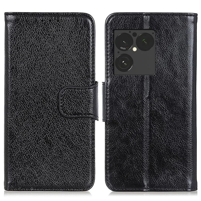 Cover per Sony Xperia 1 VIII, Custodia Portafoglio in Pelle Scamosciata con Texture Nappa - Nero