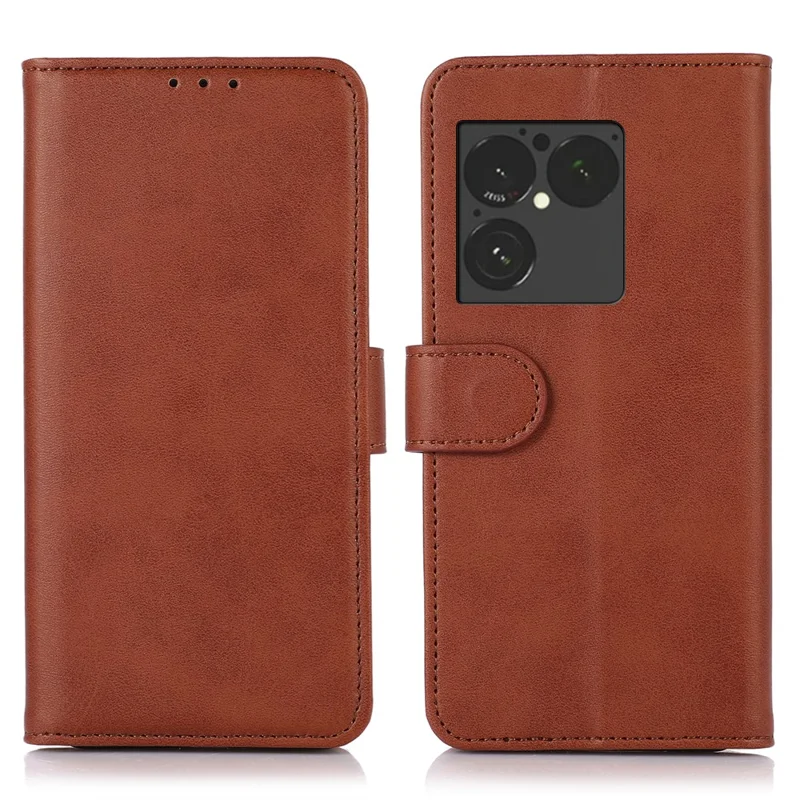 Cover per Sony Xperia 1 VIII con Portafoglio in Pelle con Texture di Pelle di Mucca e Supporto - Marrone