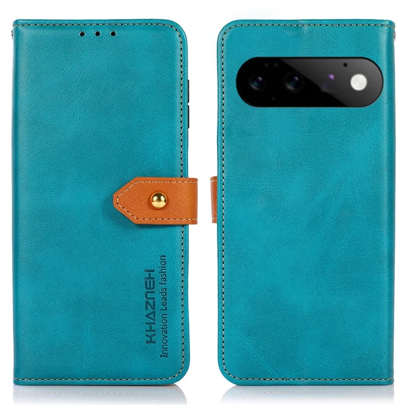 KHAZNEH Para Google Pixel 11  / Capa Carteira Pixel 11 Pro com Fecho Magnético Dourado Capa de Telemóvel em Pele com Textura de Pele de Vaca com Suporte de Dobra - Azul