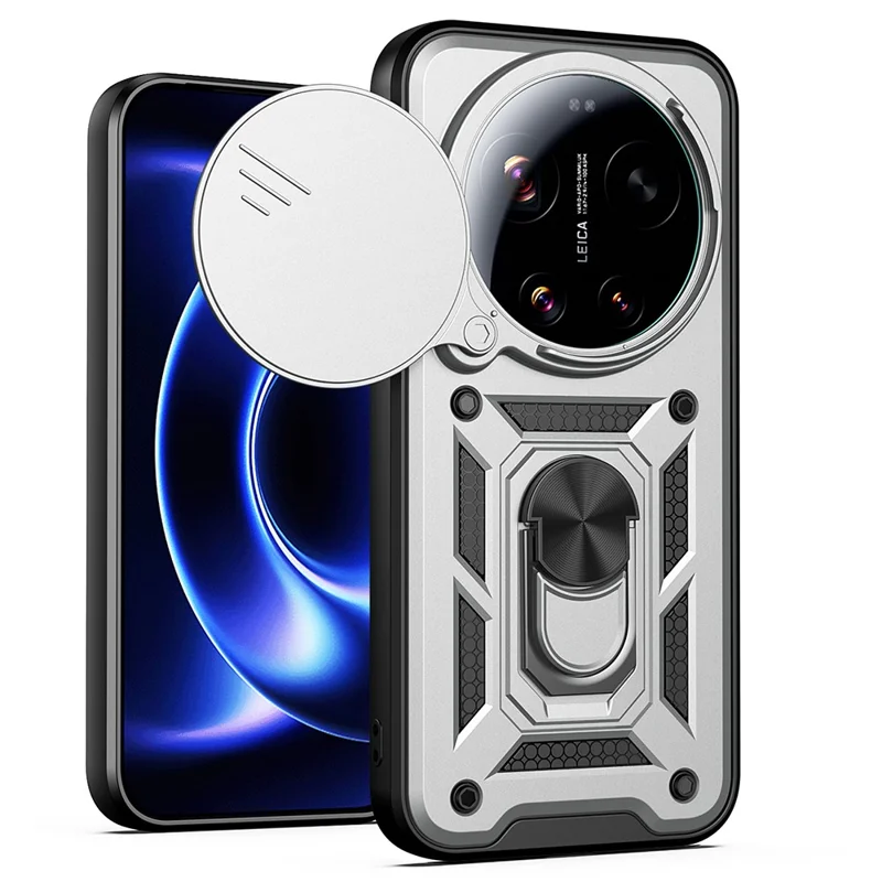 AMORUS For Xiaomi 17 Ultra 5G Case Kickstand PC + TPU Phone Cover with Camera Lens Slider - Silver