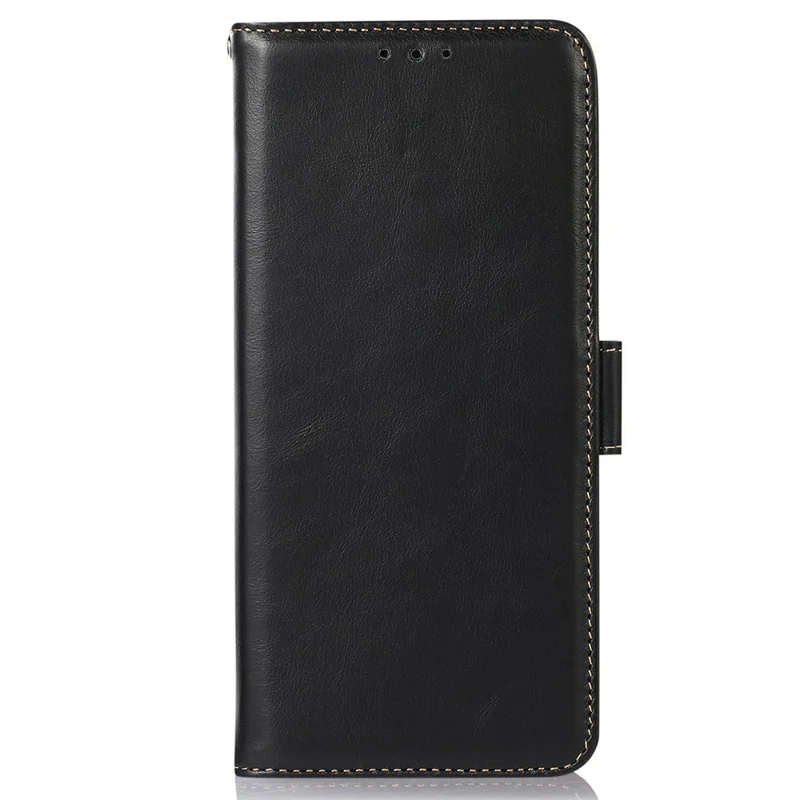 For OnePlus 15T 5G Case RFID Blocking Genuine Cow Leather Wallet Phone Cover - Black