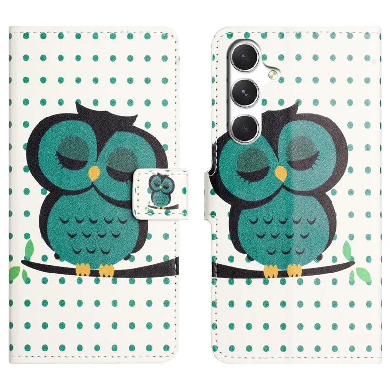For Samsung Galaxy A27 Case Pattern Print PU Leather Wallet Phone Cover - Dots Owl