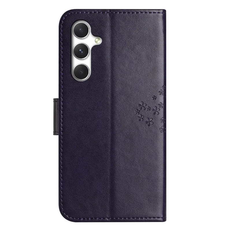 For Samsung Galaxy A27 Case PU Leather Owl Tree Imprinted Wallet Phone Cover with Strap - Dark Blue