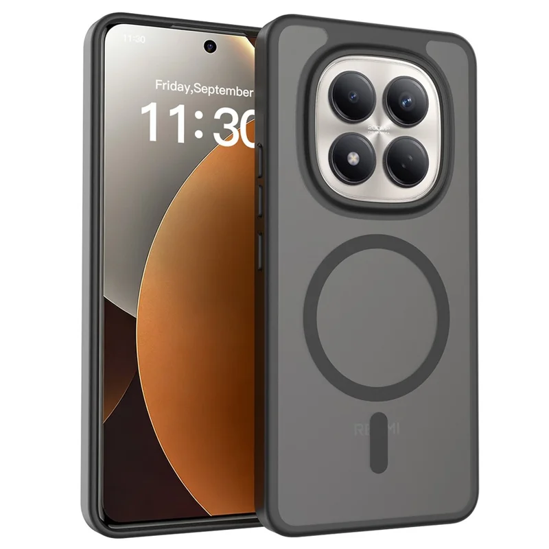For Xiaomi Redmi Note 15 Pro 4G (Global) Magnetic Case TPU Frame Acrylic Back Phone Cover Skin Touch - Black
