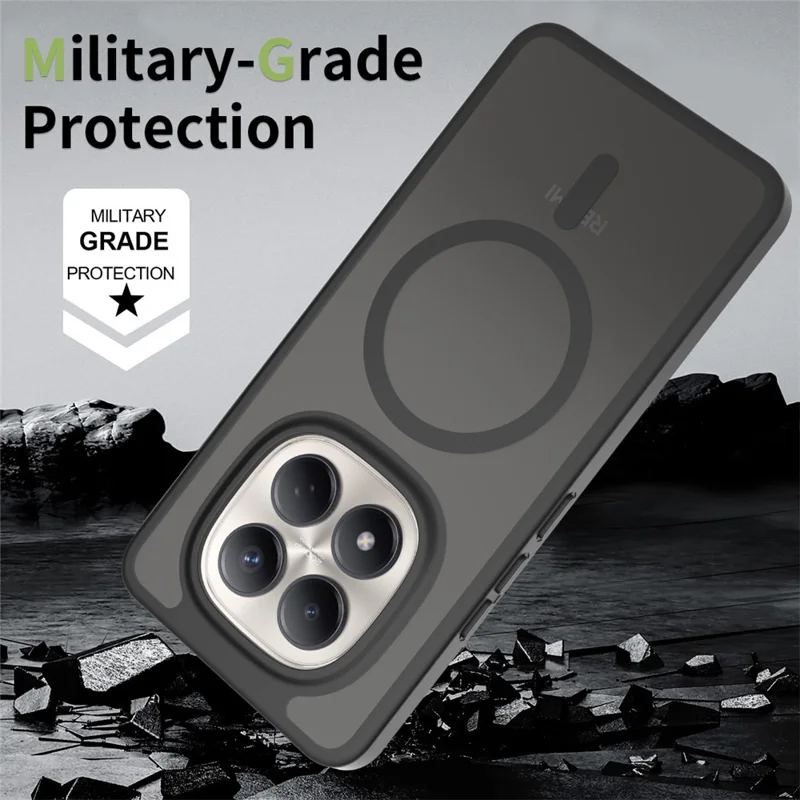 For Xiaomi Redmi Note 15 Pro 4G (Global) Magnetic Case TPU Frame Acrylic Back Phone Cover Skin Touch - Black