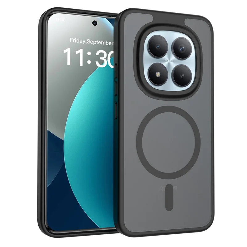 For Xiaomi Redmi Note 15 Pro 5G (Global) Magnetic Case TPU Frame Acrylic Back Phone Cover Skin Touch - Black