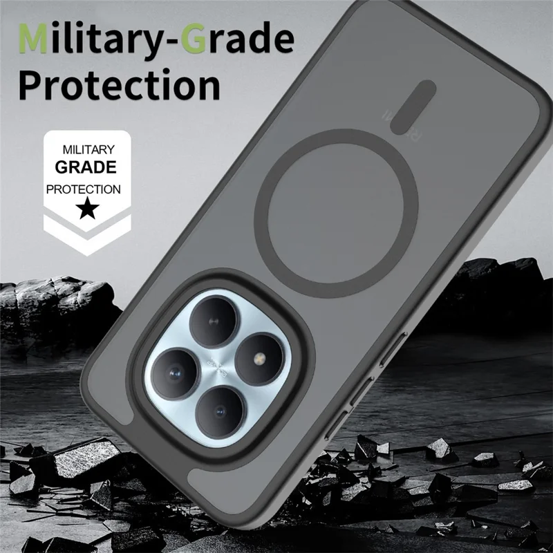 For Xiaomi Redmi Note 15 Pro 5G (Global) Magnetic Case TPU Frame Acrylic Back Phone Cover Skin Touch - Black