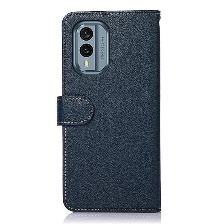 KHAZNEH Phone Case For Nokia X30 5G, Litchi Texture Stand Wallet RFID Blocking PU Leather Protective Cell Phone Cover - Blue