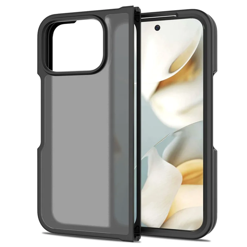 For Google Pixel 10 Pro Fold Translucent Case Anti-fingerprint Shockproof TPU PC Protective Cover - Black