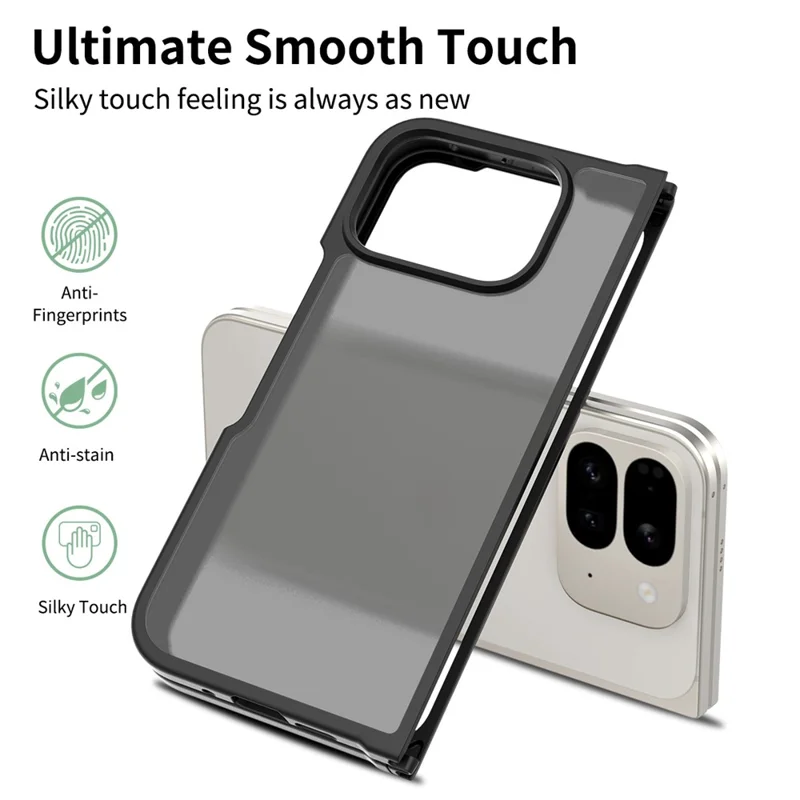 For Google Pixel 10 Pro Fold Translucent Case Anti-fingerprint Shockproof TPU PC Protective Cover - Black