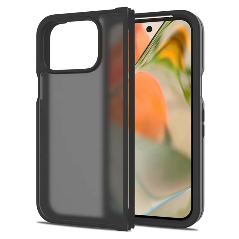 For Google Pixel 9 Pro Fold 5G Translucent Case Anti-fingerprint Shockproof TPU PC Protective Cover - Black
