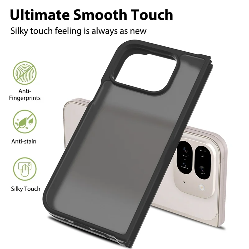 For Google Pixel 9 Pro Fold 5G Translucent Case Anti-fingerprint Shockproof TPU PC Protective Cover - Black