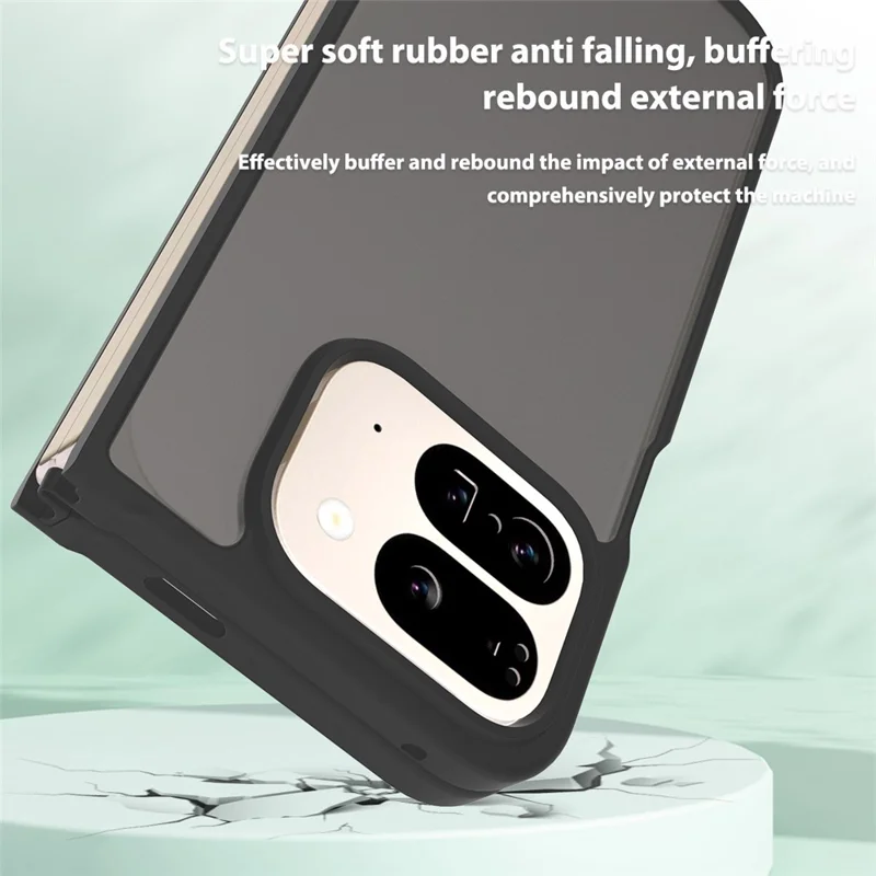 For Google Pixel 9 Pro Fold 5G Translucent Case Anti-fingerprint Shockproof TPU PC Protective Cover - Black