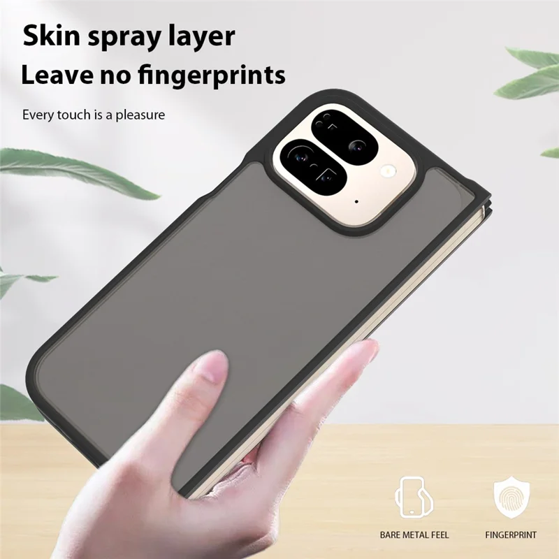 For Google Pixel 9 Pro Fold 5G Translucent Case Anti-fingerprint Shockproof TPU PC Protective Cover - Black