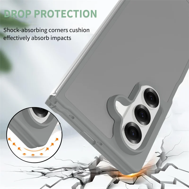 غطاء شفاف لجهاز Samsung Galaxy Z Fold7 5G مقاوم لبصمات الأصابع ومضاد للصدمات من مادة TPU وPC - رمادي