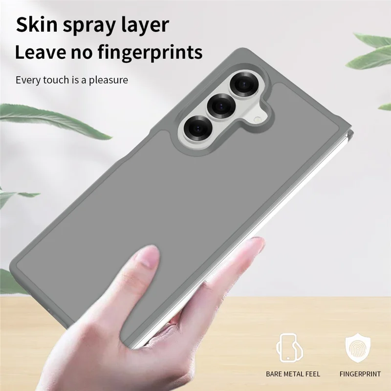 غطاء شفاف لجهاز Samsung Galaxy Z Fold7 5G مقاوم لبصمات الأصابع ومضاد للصدمات من مادة TPU وPC - رمادي