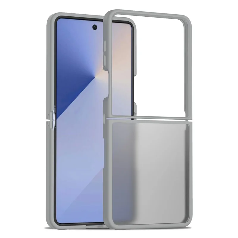 For Samsung Galaxy Z Flip7 5G Translucent Case Anti-fingerprint Shockproof TPU PC Protective Cover - Grey