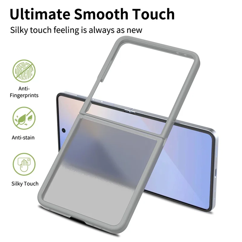 For Samsung Galaxy Z Flip7 5G Translucent Case Anti-fingerprint Shockproof TPU PC Protective Cover - Grey