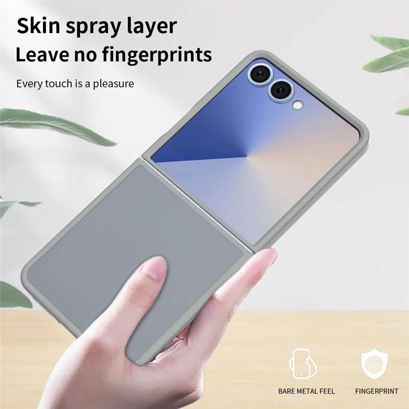 For Samsung Galaxy Z Flip7 5G Translucent Case Anti-fingerprint Shockproof TPU PC Protective Cover - Grey
